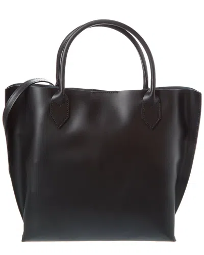 Italian Leather Top Handle Bag In Black
