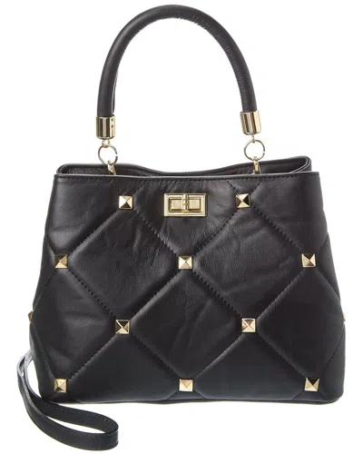 Italian Leather Top Handle Bag In Black