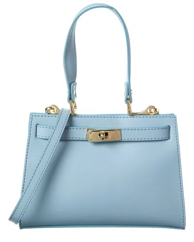 Italian Leather Top Handle Bag In Blue