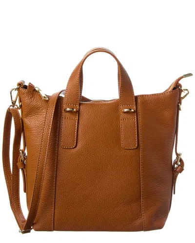 Italian Leather Top Handle Bag In Brown