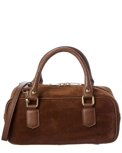 Italian Leather Top Handle Bag In Brown
