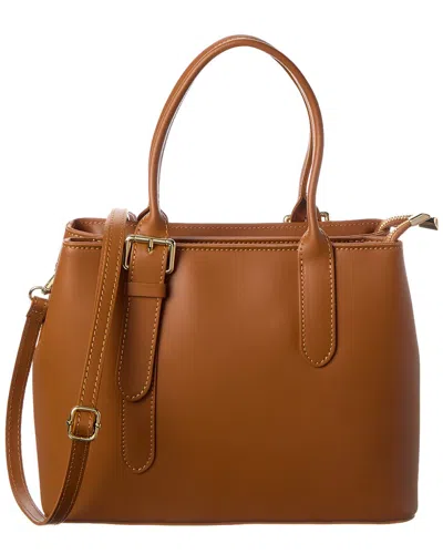 Italian Leather Top Handle Bag In Brown