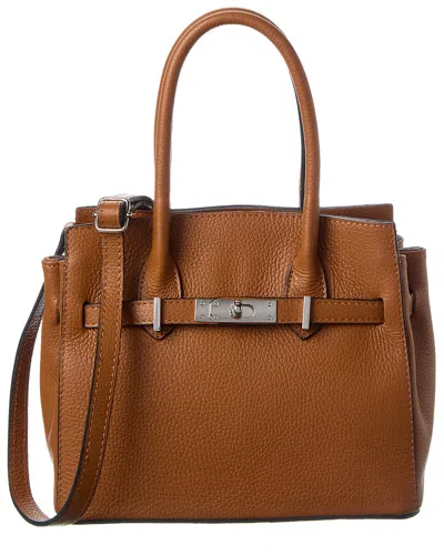 Italian Leather Top Handle Bag In Brown