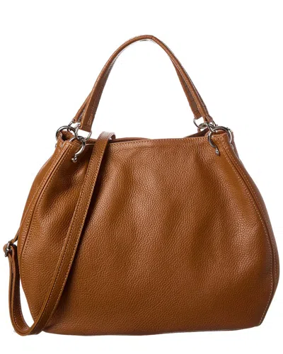 Italian Leather Top Handle Bag In Brown