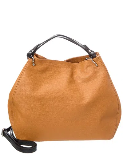 Italian Leather Top Handle Bag In Brown