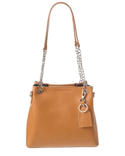 Italian Leather Top Handle Bag In Brown