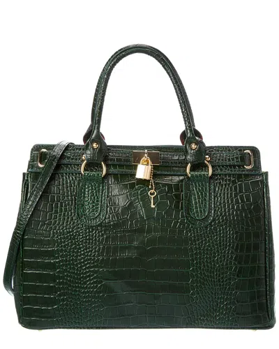 Italian Leather Top Handle Bag In Green
