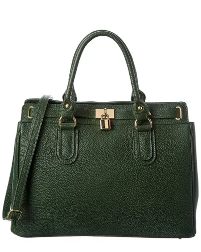 Italian Leather Top Handle Bag In Green