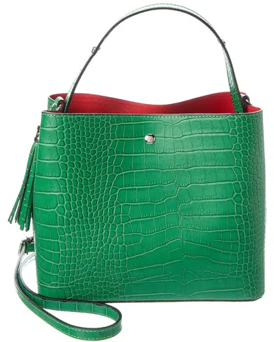 Italian Leather Top Handle Bag In Green