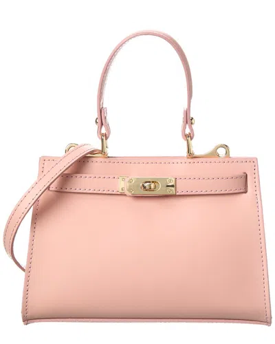 Italian Leather Top Handle Bag In Pink