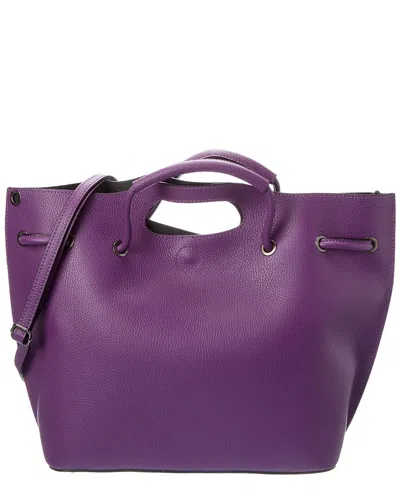 Italian Leather Top Handle Bag In Purple