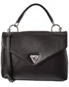Italian Leather Top Handle Satchel In Black