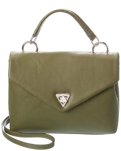 Italian Leather Top Handle Satchel In Green