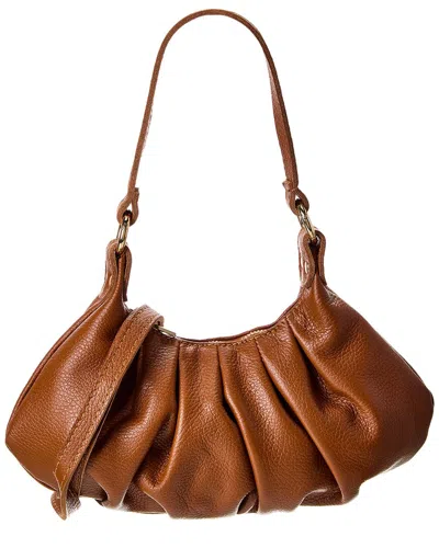 Italian Leather Top Handle Shoulder Bag In Brown