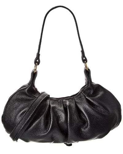 Italian Leather Top Handle Shoulder Bag In Black