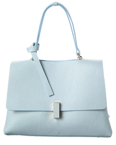 Italian Leather Top Handle Shoulder Bag In Blue