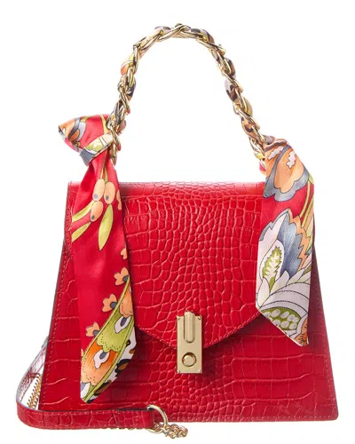 Italian Leather Top Handle Shoulder Bag In Red