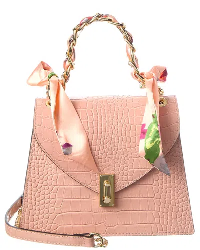 Italian Leather Top Handle Shoulder Bag In Pink