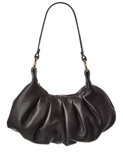 Italian Leather Top Handle Shoulder Bag In Black