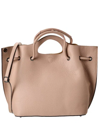 Italian Leather Top Handle Tote In Pink