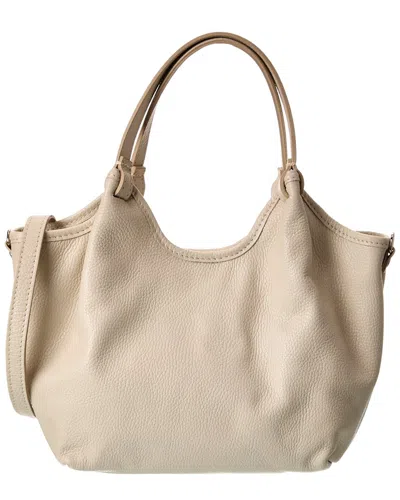 Italian Leather Top Handle Tote In Sand