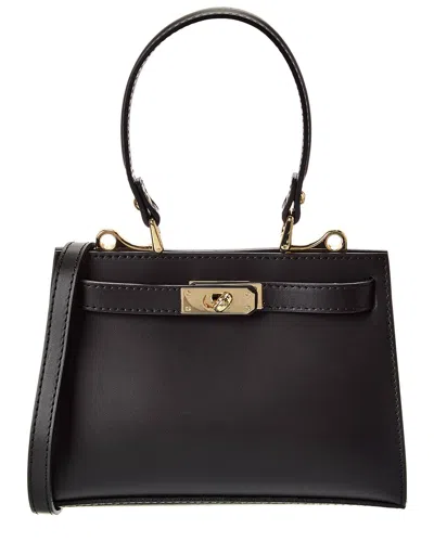 Italian Leather Top Handle Tote In Black
