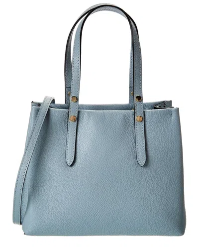 Italian Leather Top Handle Tote In Blue