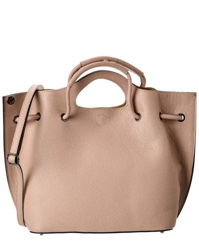 Italian Leather Top Handle Tote In Pink