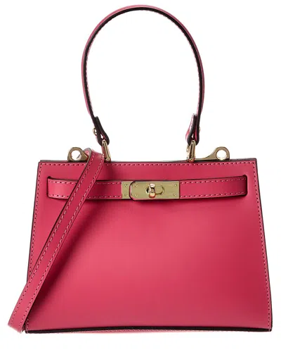 Italian Leather Top Handle Tote In Pink