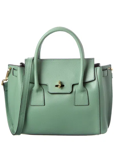 Italian Leather Top Handle Tote In Green