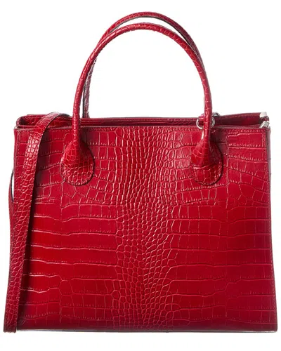 Italian Leather Top Handle Tote In Red