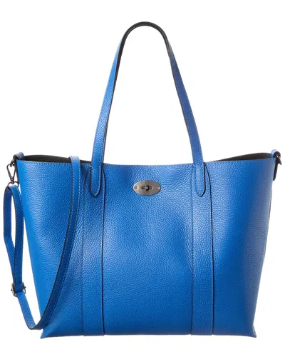 Italian Leather Top Handle Tote In Blue