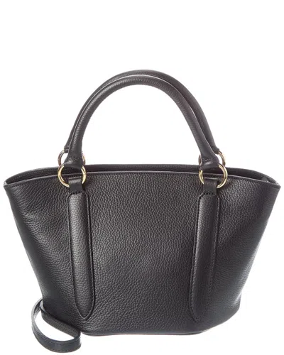Italian Leather Top Handle Tote In Black