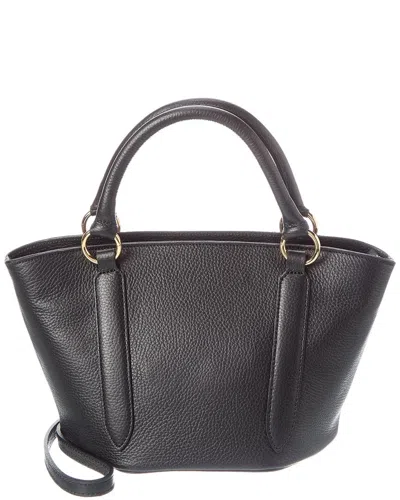 Italian Leather Top Handle Tote In Black