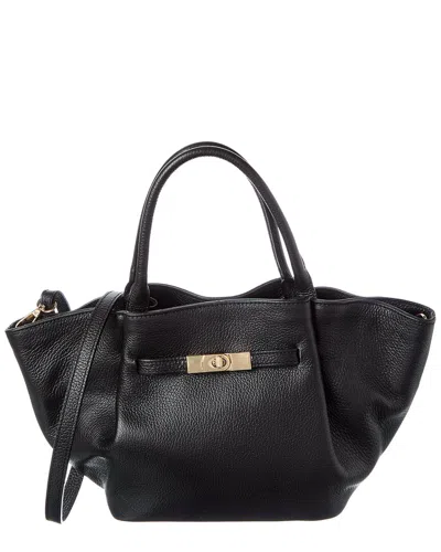 Italian Leather Top Handle Tote In Black