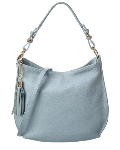 Italian Leather Top Handle Tote In Blue