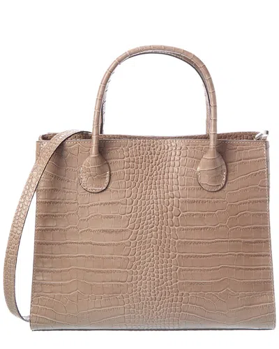 Italian Leather Top Handle Tote In Brown
