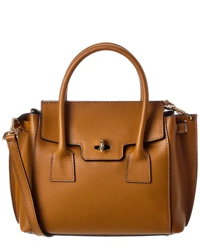 Italian Leather Top Handle Tote In Brown