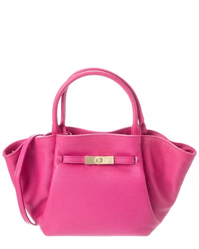 Italian Leather Top Handle Tote In Pink