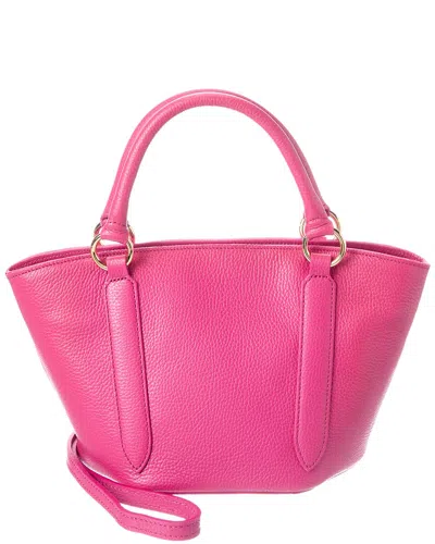 Italian Leather Top Handle Tote In Pink