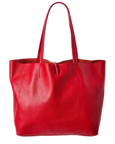 Italian Leather Top Handle Tote In Red