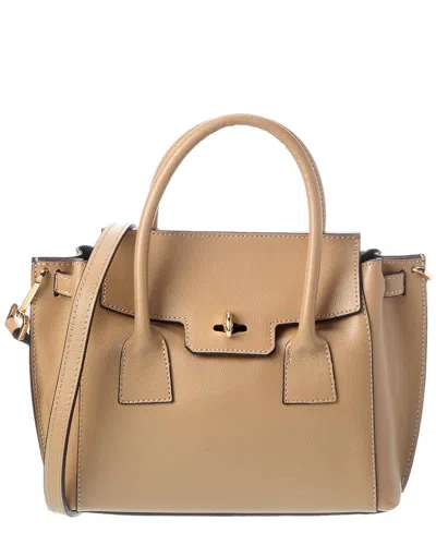 Italian Leather Top Handle Tote In Brown