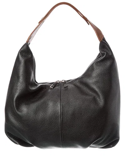 Italian Leather Top Handles Bag In Black