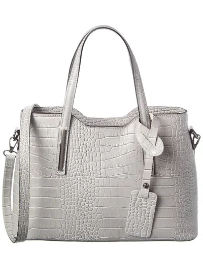 Italian Leather Tote In Gray