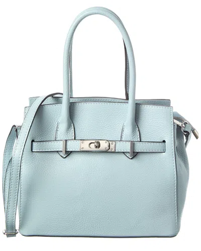 Italian Leather Tote In Blue
