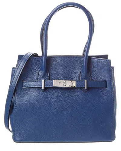Italian Leather Tote In Blue