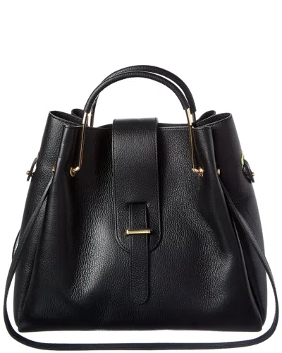 Italian Leather Unstructured Shoulder Tote In Black