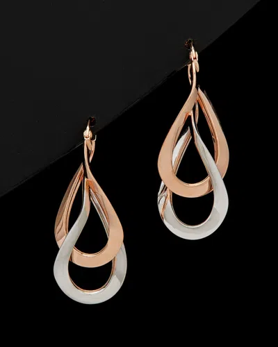Italian Rose Gold 14k Italian Gold Two-tone Oval Hoops