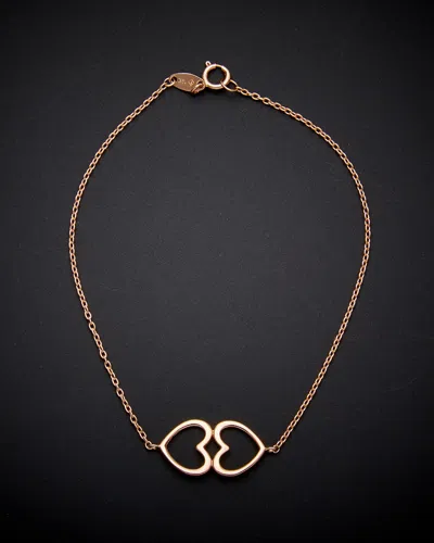 Italian Rose Gold 14k  Double Heart Bracelet