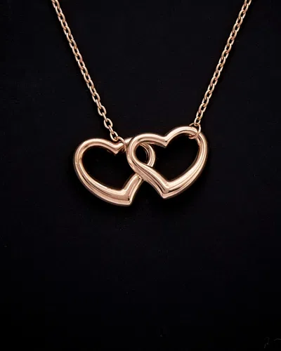 Italian Rose Gold 14k  Double Heart Necklace